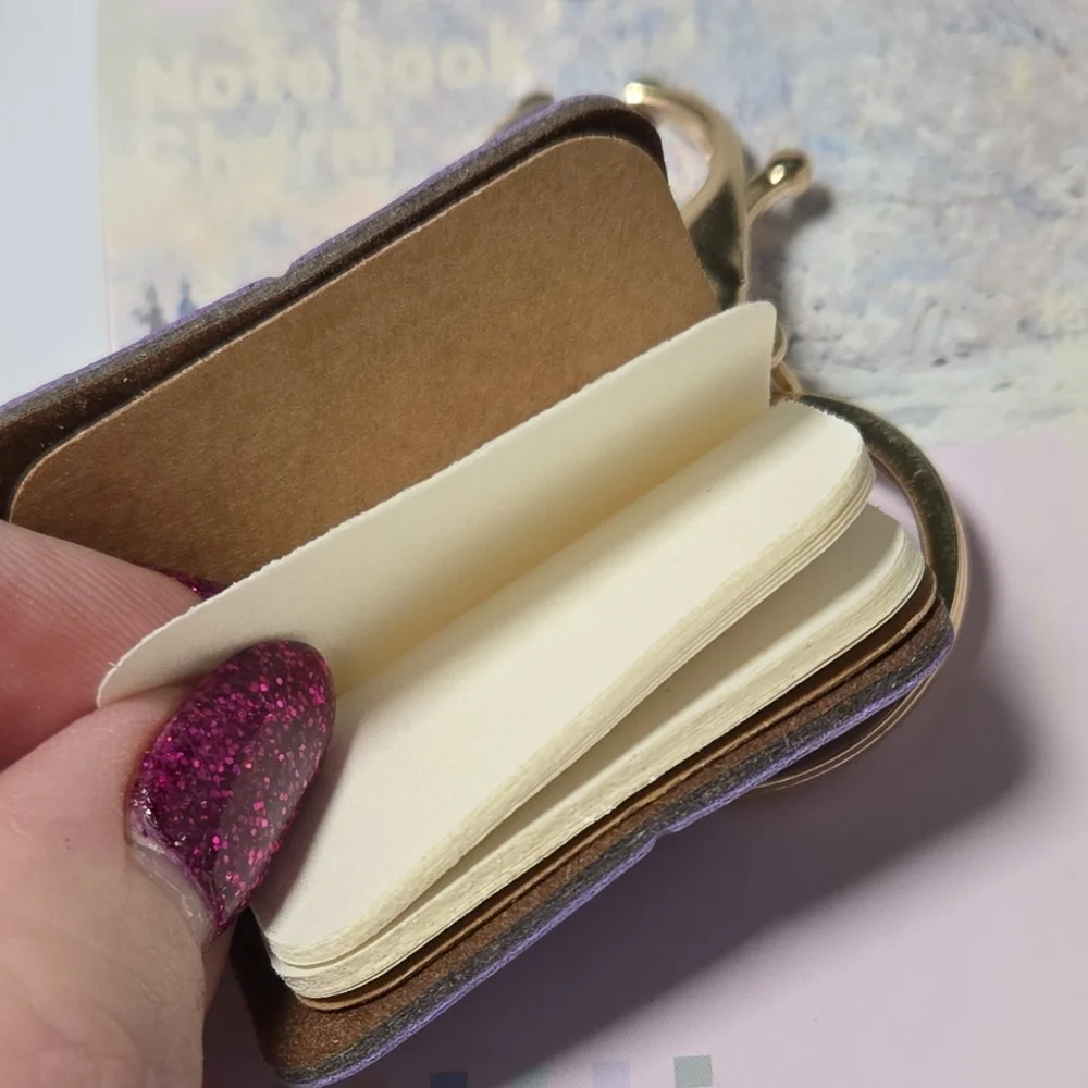 Mini Pink Traveler’s Notebook Keychain Faux Leather Journal Bookish Bag Charm